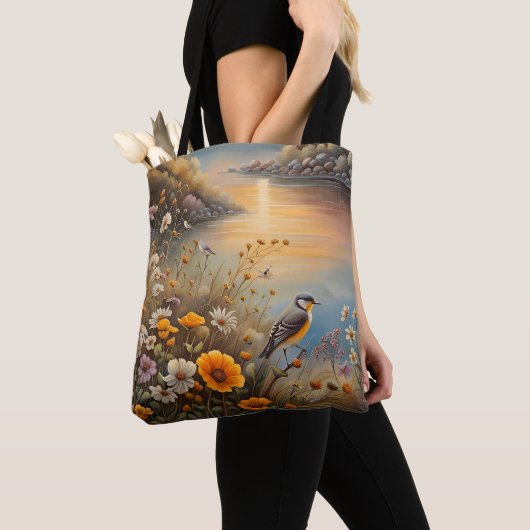Vogel Natuur, fantasieillustratie, AI, Tote Bag (Dichtbij)