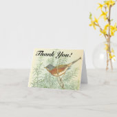 Vogel neergestreken op een tak "Dank je!" Kaart (Gele Bloem)