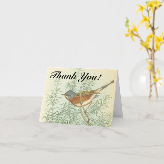 Vogel neergestreken op een tak "Dank je!" Kaart (Gele Bloem)