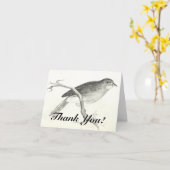 Vogel neergestreken op een tak, "Dank je!" Kaart (Gele Bloem)