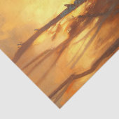 Vogel neergestreken op tak in herfstbos tissuepapier (Detail)