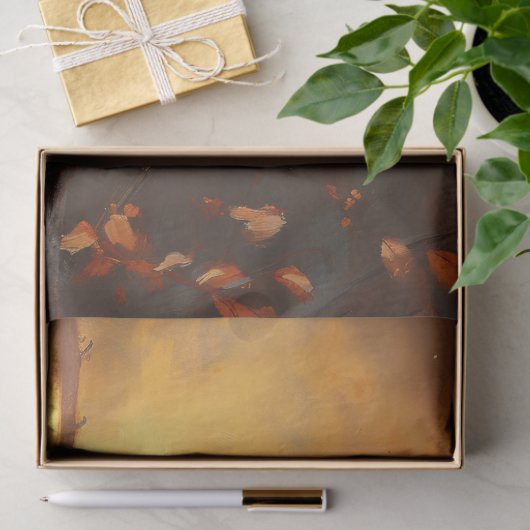 Vogel neergestreken op tak in herfstbos tissuepapier (Geschenk)