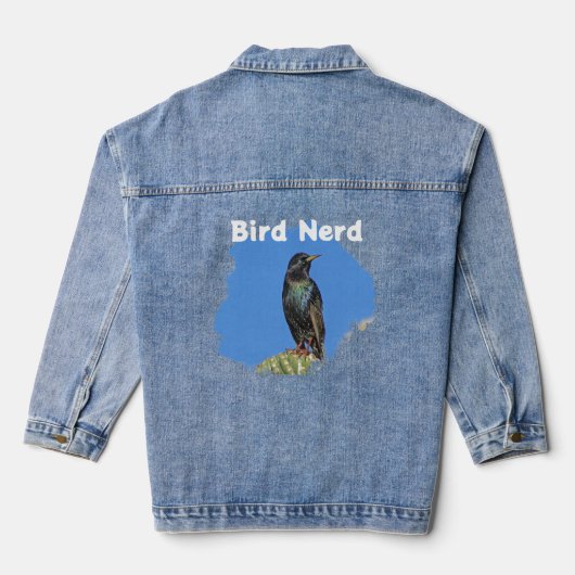 Vogel Nerd Starling Vogels Hobby Birdwatcher Denim Jacket (Achterkant)