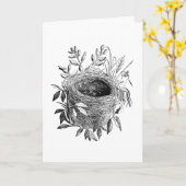 vogel nest vintage illustratie kaart (Gele Bloem)
