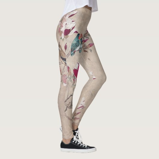 vogel op blad leggings (Rechts)