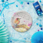 vogel op boomroze bloemen ontkoppelen papieren bordje (Feest)