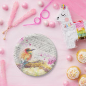 vogel op boomroze bloemen ontkoppelen papieren bordje (Feest)