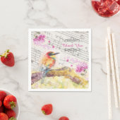  vogel op boomroze bloemen ontkoppelen servet (Insitu)