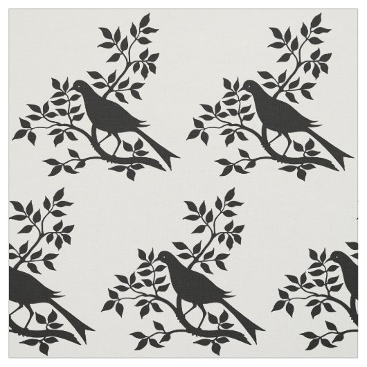 Vogel op boomtak silhouet stof (Swatch)