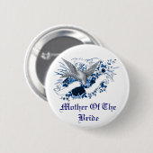 Vogel op Bouquet (blauw) Ronde Button 5,7 Cm (Voorkant /achterkant)