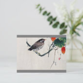 Vogel op de afdeling Trichosanthes, Watanabe Seite Briefkaart (Staand voorkant)