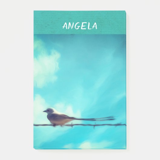 vogel op de blauwe hemel van turquoise gepersonal post-it® notes (Voorkant)