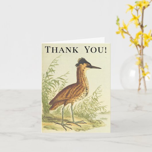 Vogel op de grond,  stijl, "Dank je!" Kaart (Gele Bloem)