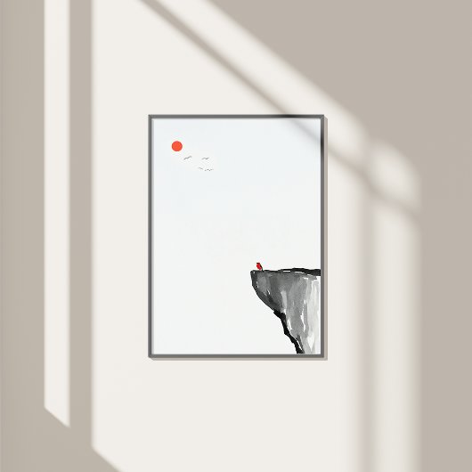 Vogel op de klif - Zen Landschap Wall Art - Calm D Foto Afdruk