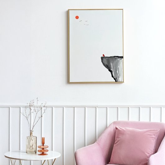 Vogel op de klif - Zen Landschap Wall Art - Calm D Foto Afdruk