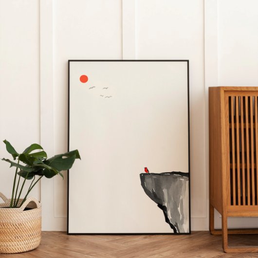 Vogel op de klif - Zen Landschap Wall Art - Calm D Foto Afdruk