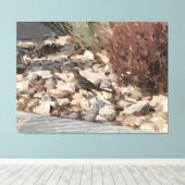 Vogel op de rotsen op canvas print (Insitu (Houten vloer))