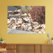 Vogel op de rotsen op canvas print (Insitu (Woonkamer))