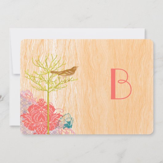 vogel op de uitnodiging voor het uitzenden van ee (Achterkant)