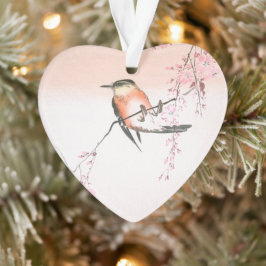 Vogel op de Wapende Cherry - Shidarezakura in koto Ornament