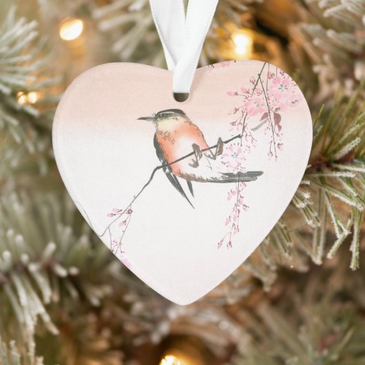 Vogel op de Wapende Cherry - Shidarezakura in koto Ornament (Boom)