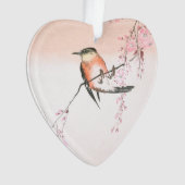 Vogel op de Wapende Cherry - Shidarezakura in koto Ornament (voorkant)