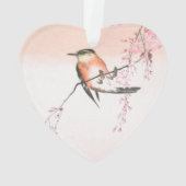 Vogel op de Wapende Cherry - Shidarezakura in koto Ornament (achterkant)