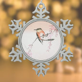 Vogel op de Wapende Cherry - Shidarezakura in koto Tin Sneeuwvlok Ornament