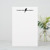 Vogel op draad/Silhouette in B&W Briefpapier (Staand voorkant)