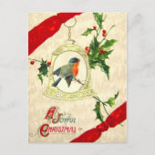 Vogel op een Bell met Holly Briefkaart (Voorkant)
