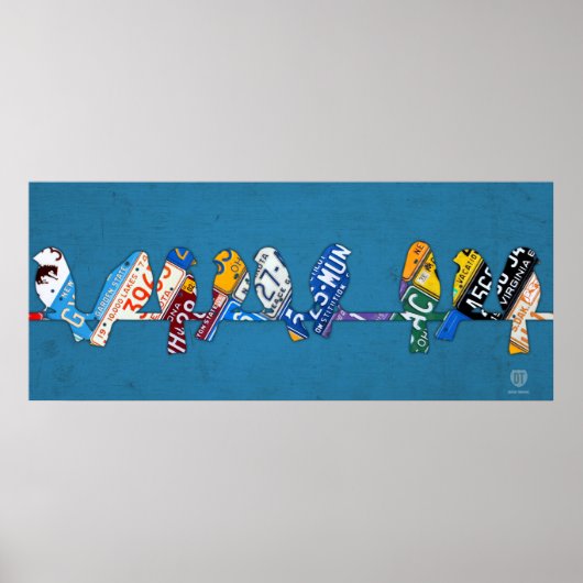 Vogel op een Bord met een wirespeed Poster (Voorkant)