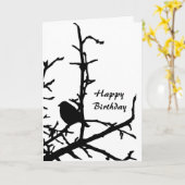 Vogel op een Branch Birthday Kaart (Gele Bloem)