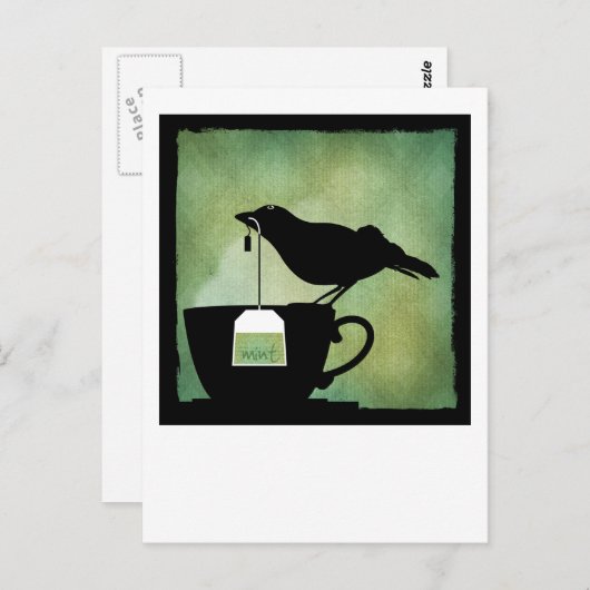 Vogel op een Briefkaart van de Teacup (Voorkant / Achterkant)