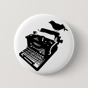 Vogel op een Button voor schrijfmachines