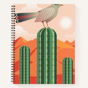 Vogel op een cactus notitieboek