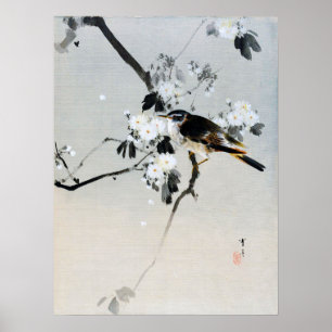 Vogel op een Cherry Blossom Branch, Watanabe Seite Poster
