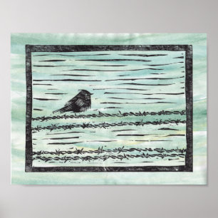 Vogel op een Draad - Kleur Poster