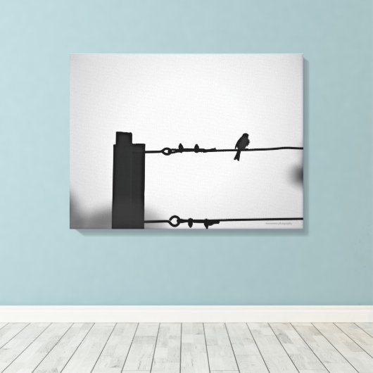 Vogel op een drager canvas afdruk (Insitu (Houten vloer))