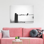 Vogel op een drager canvas afdruk (Insitu (Woonkamer))