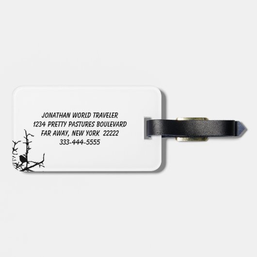 Vogel op een filiaal bagagelabel (Achterkant horizontaal)