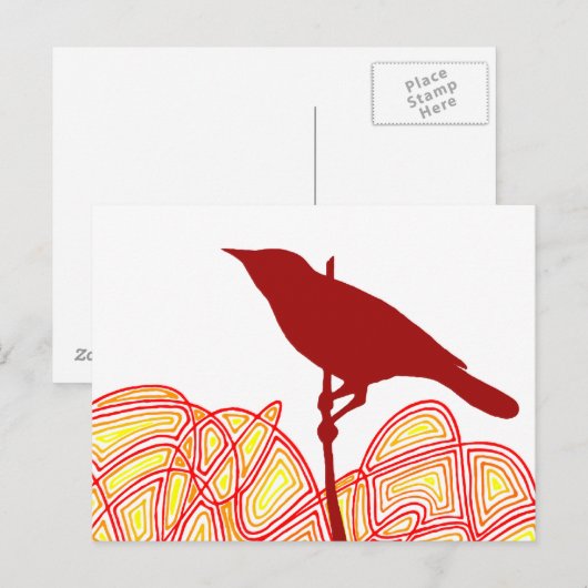 Vogel op een filiaal briefkaart (Voorkant / Achterkant)