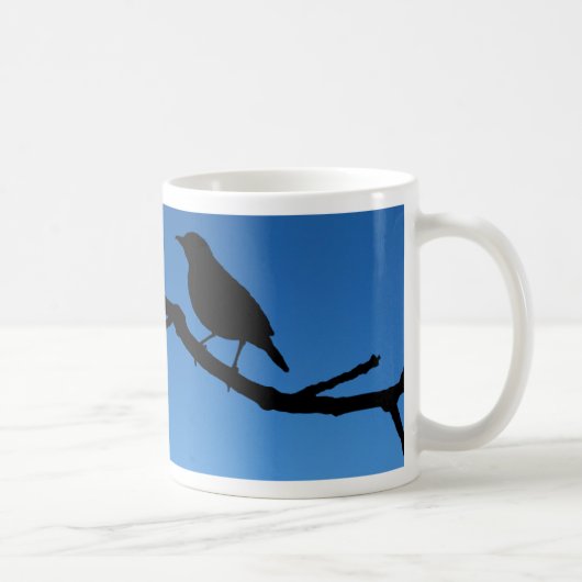 Vogel op een filiaal koffiemok (Rechts)