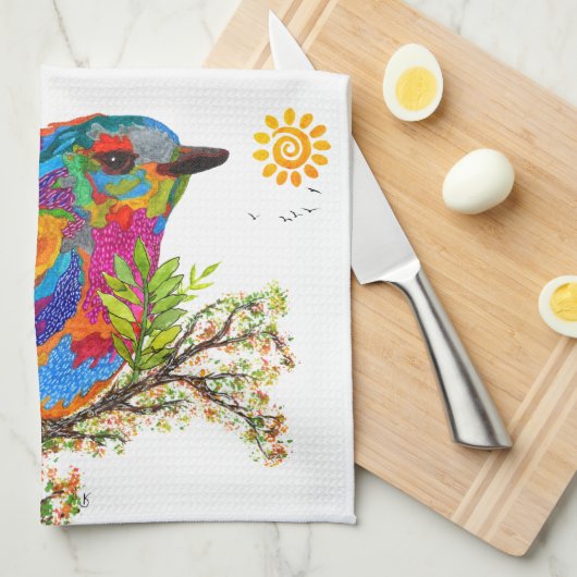 Vogel op een filiaal maakt vandaag een geweldige k theedoek (Quarter Fold)