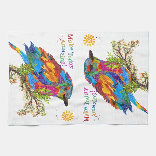 Vogel op een filiaal maakt vandaag een geweldige k theedoek (Horizontaal)