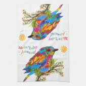 Vogel op een filiaal maakt vandaag een geweldige k theedoek (Verticaal)