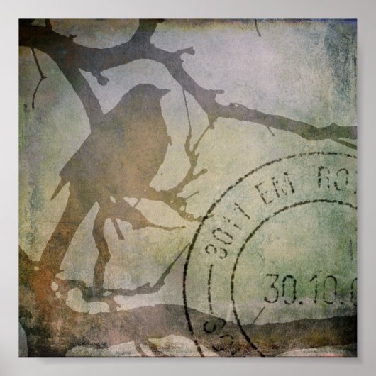 Vogel op een filiaal poster (Voorkant)