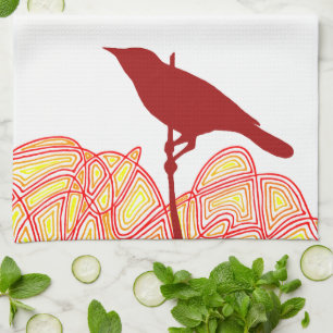 Vogel op een filiaal theedoek