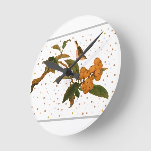 Vogel op een fruitboom ronde klok (Hoek)