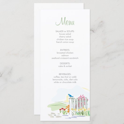 Vogel op een hek Douche Menu (Voorkant / Achterkant)