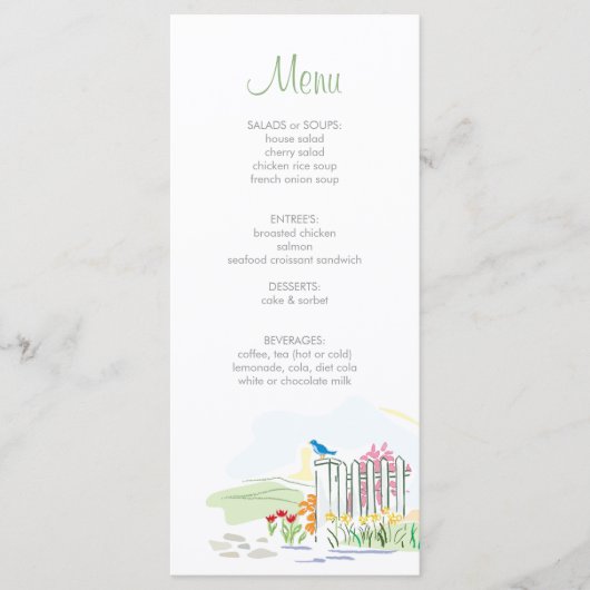 Vogel op een hek Douche Menu (Voorkant)